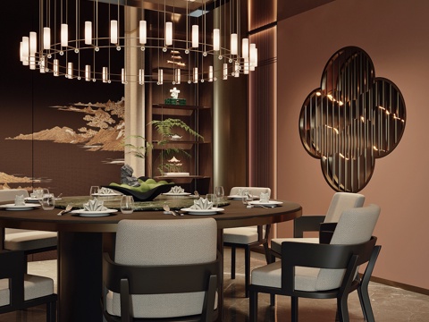  新中式包房包厢su模型 