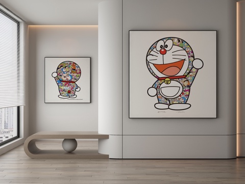 现代简约抽象挂画3d模型