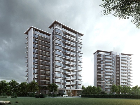 现代高层住宅  小区住宅建筑 多层住宅su模型