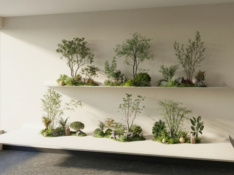 现代庭院景观小品_园林景观_植物造景_植物堆_植物组合_蕨类su模型