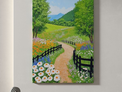  现代，风景，油画，治愈系，简约，新中式，儿童，挂画3d模型 