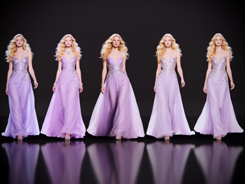 2D现代人物 T台走秀 时尚模特 晚礼服模特 现代美女su模型