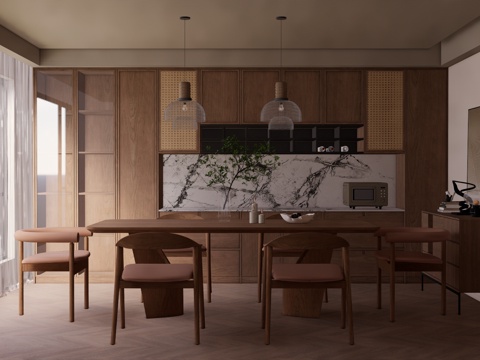 家装 客餐厅 茶餐厅 软装  客厅 餐厅su模型