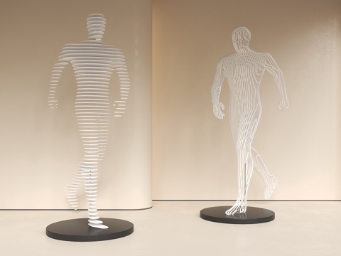 人物切片雕塑 人物摆件 雕塑摆件 景观小品 公园人物雕塑 人su模型