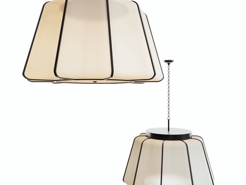 新中式布艺吊灯su模型