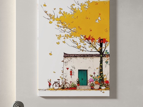  现代，风景，油画，治愈系，简约，新中式，儿童，挂画3d模型 