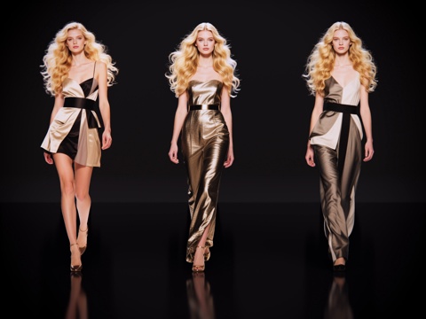 2D现代人物 T台走秀 时尚模特 晚礼服模特 现代美女su模型