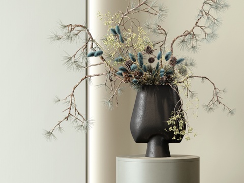  现代花瓶花艺3d模型 