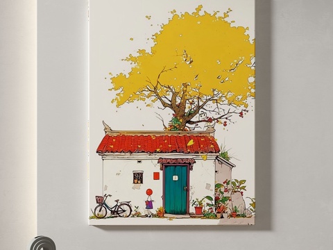  现代，风景，油画，治愈系，简约，新中式，儿童，挂画3d模型 