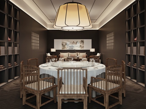  新中式包房包厢3d模型 