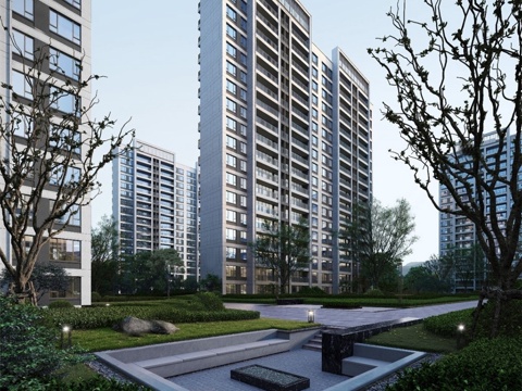 现代高层住宅  小区住宅建筑 多层高端住宅su模型