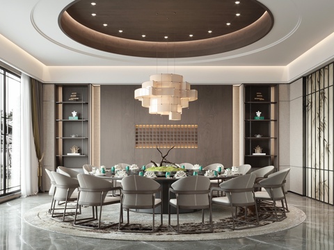  新中式包房包厢su模型 