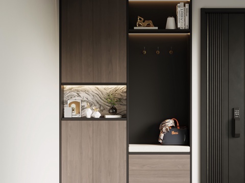  现代意式鞋柜 玄关柜su模型 