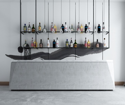 新中式火锅店 吧台 水吧3d模型