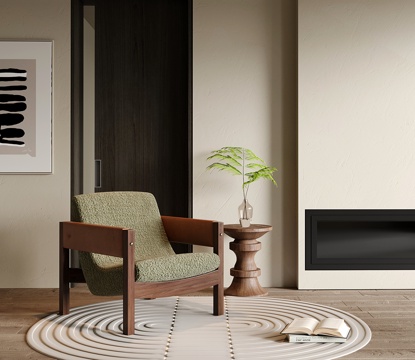 中古休闲椅 单人沙发 沙发椅su模型