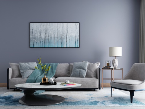 现代沙发茶几组合3d模型