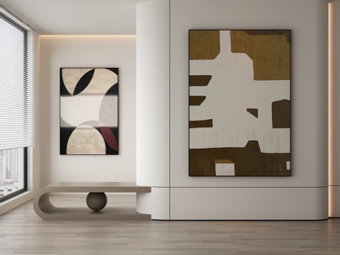  现代简约抽象挂画3d模型 