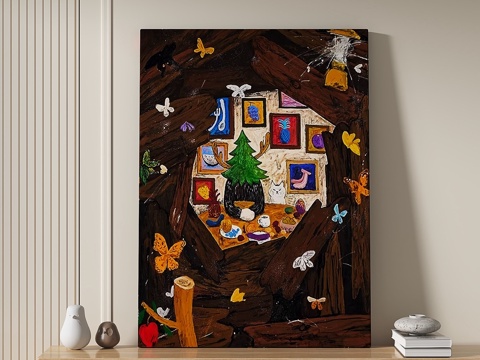  现代，抽象，儿童，挂画3d模型3d模型 