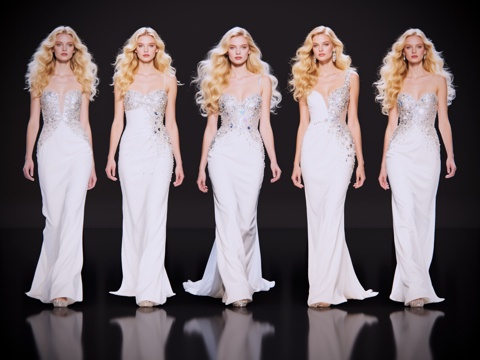 2D现代人物 T台走秀 时尚模特 晚礼服模特 现代美女su模型