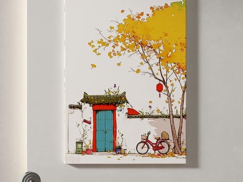  现代，风景，油画，治愈系，简约，新中式，儿童，挂画3d模型 