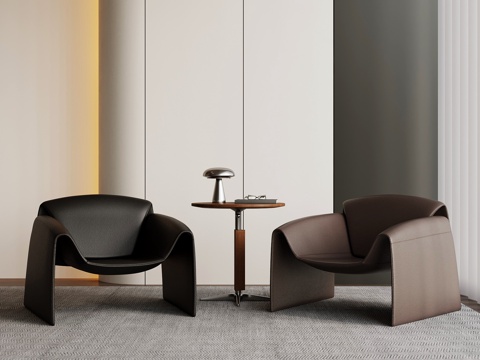  现代意式休闲椅 洽谈桌椅 边几su模型 