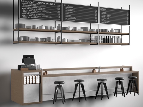 现代收银台 吧台  服务台 接待台su模型