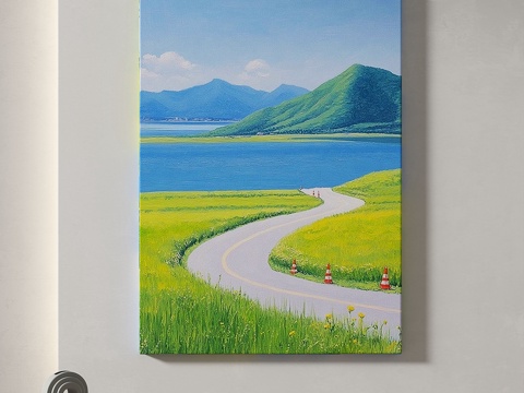  现代风景油画治愈系简约新中式儿童挂画3d模型 