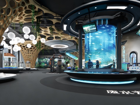 现代科技企业展厅su模型