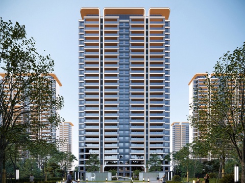 现代高层住宅  小区住宅建筑 高端小区建筑su模型