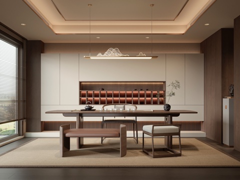  新中式茶室3d模型 