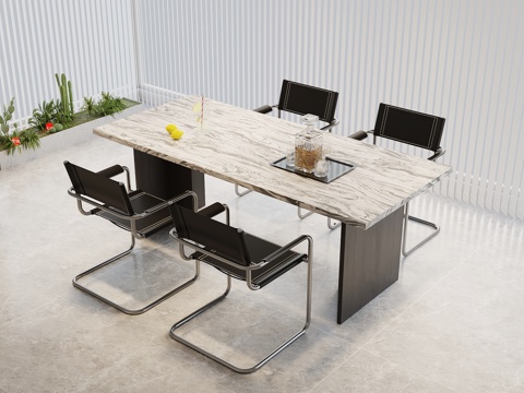 现代意式餐桌椅su模型