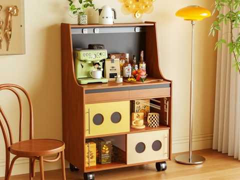  餐边柜 茶水柜 边柜 储物柜 摆件3d模型 