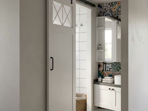 复古混搭卫生间su模型