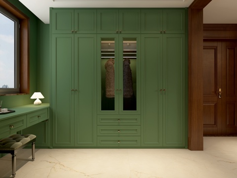  美式衣帽间 欧式衣柜 法式梳妆台3d模型 