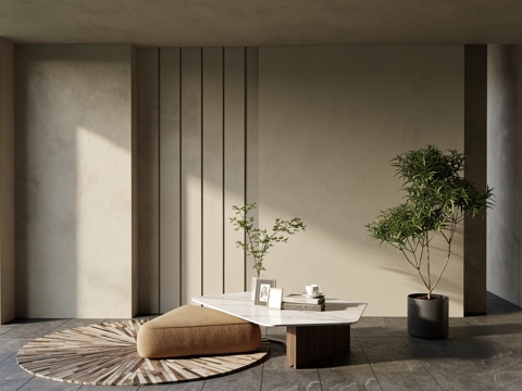  现代茶几组合  装饰品 落地灯  地毯su模型 