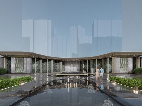 新中式售楼处建筑 售楼部建筑su模型