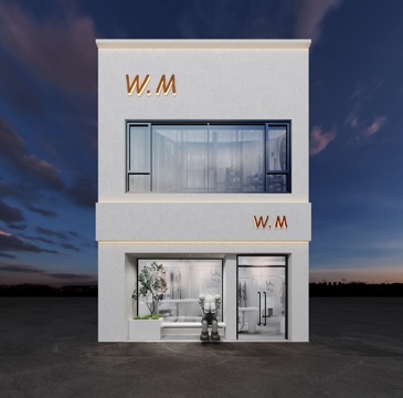  服装店门头3d模型 