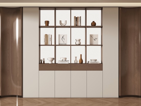 现代书柜 储物柜 茶柜 背景柜 边柜3d模型