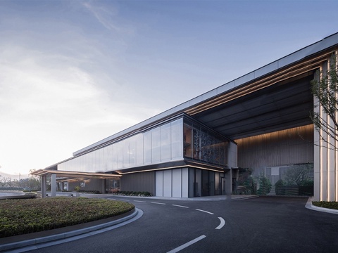 新中式宋风售楼处 售楼部建筑su模型