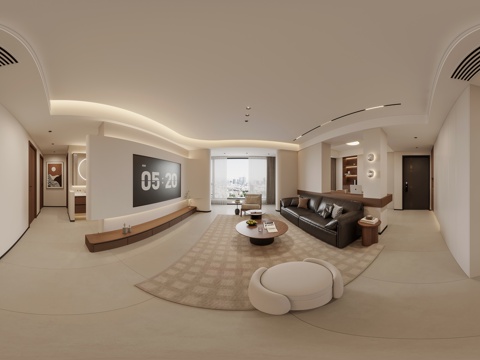  中古风客餐厅 沙发组合 餐桌椅组合 电视墙 吊灯 