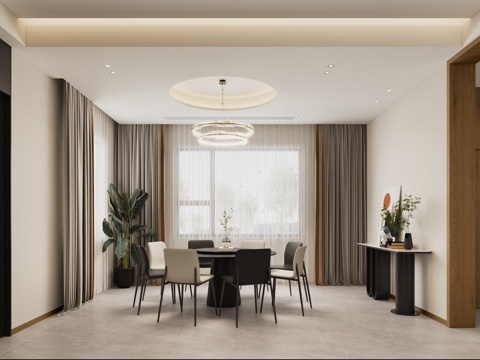  现代别墅客餐厅 现代客厅 现代餐厅 现代楼梯 现代餐桌3d模型 