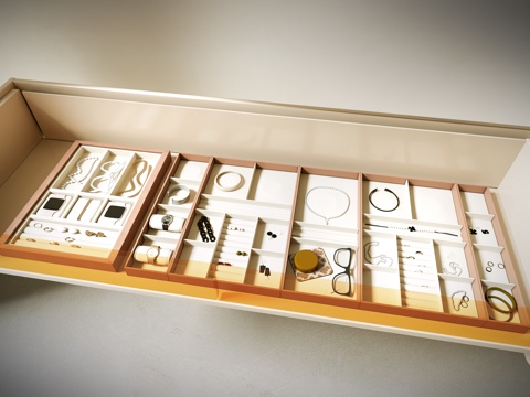 现代首饰柜 手表梳妆收纳盒 珠宝 首饰盒 首饰 饰品收纳 托su模型