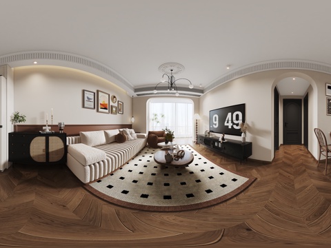 法式中古风客餐厅全景