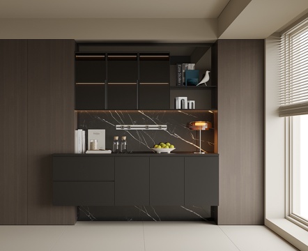 现代酒柜餐边柜su模型