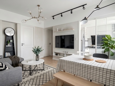 北欧客餐厅 多功能客厅su模型