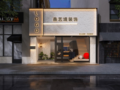  门头门面  装修公司门头 奶茶店门头 小门头 现代门头门面3d模型 