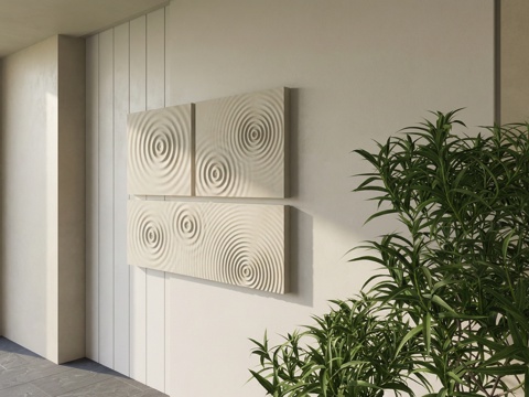 现代背景墙 波纹墙面装饰 涟漪石膏板 涟漪装饰挂件 波纹墙饰su模型