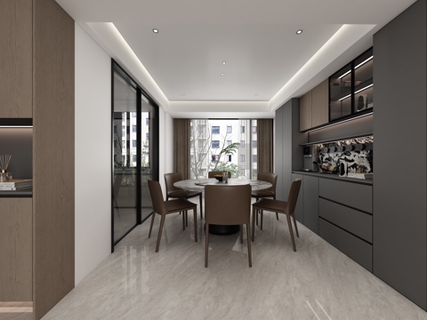  现代餐厅3d模型 