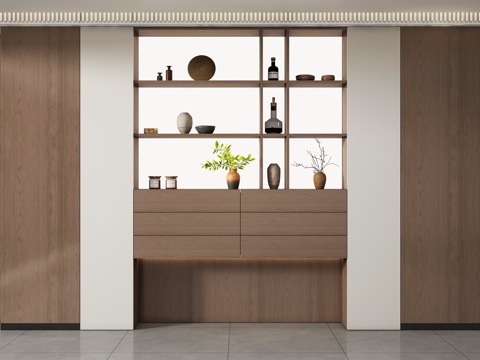 现代储物柜 书柜 背景柜 玄关柜su模型su模型