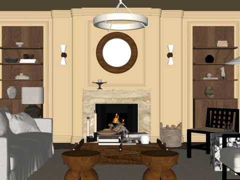 茶室 卧室 卫生间 客餐厅 阳台 厨房 餐厅su模型